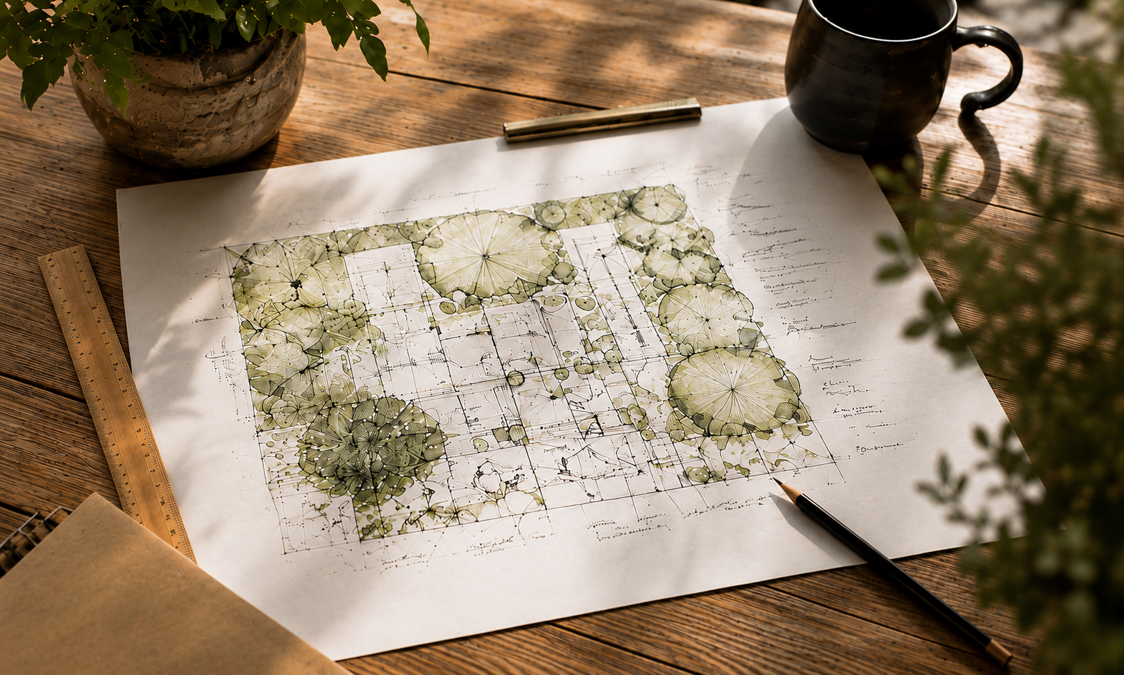 Plan paysager et réflexion autour d'un projet de jardin